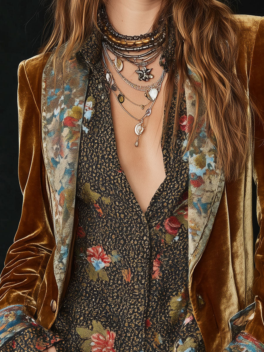 Marcelline | Blazer Patchwork Stampato Floreale Vintage