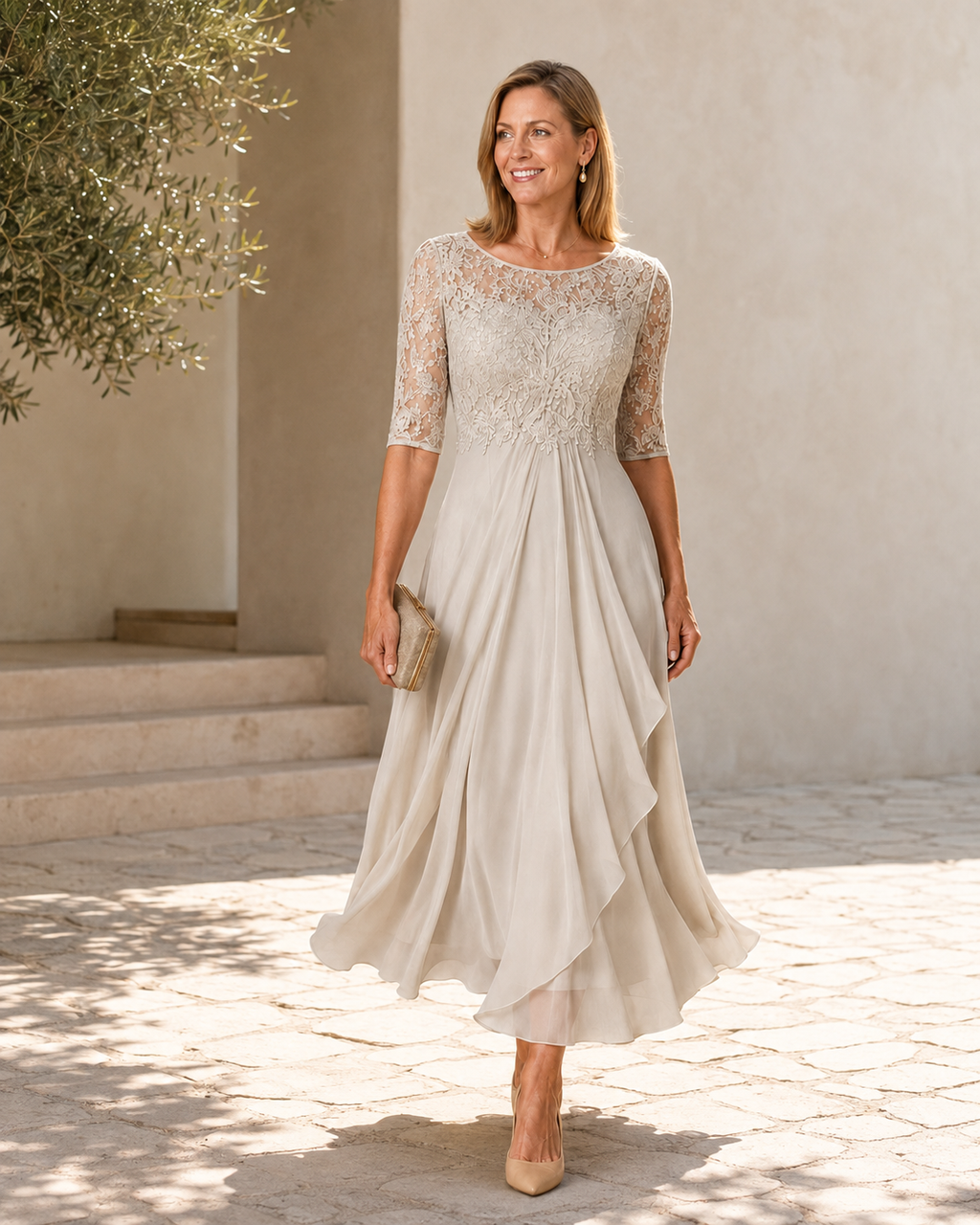 Rosa – Il Vestito Midi in Pizzo Che Slancia
