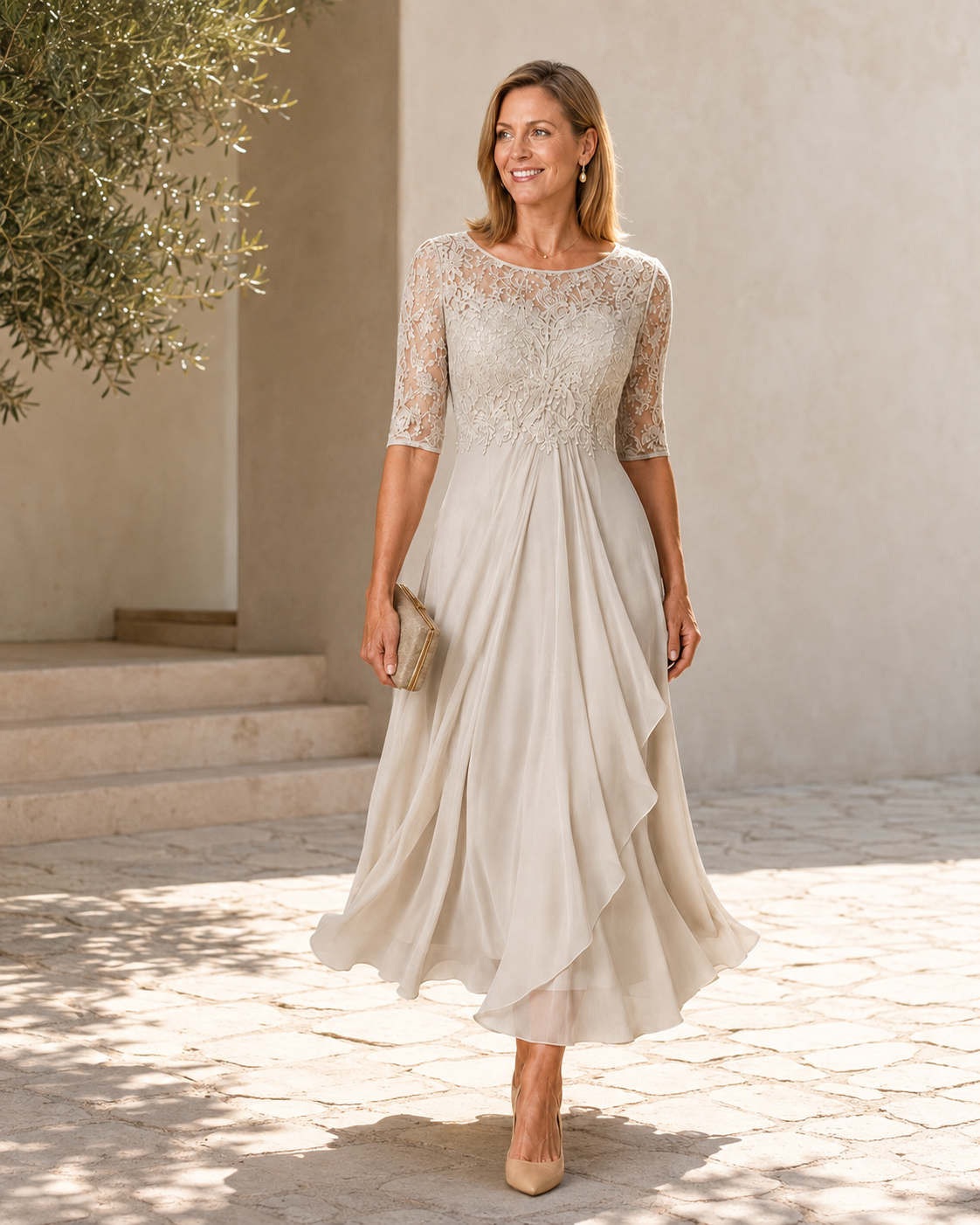Rosa – Il Vestito Midi in Pizzo Che Slancia