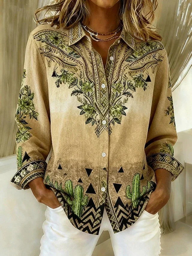Tucson™ | Blusa Bottonata Floreale Vintage Western