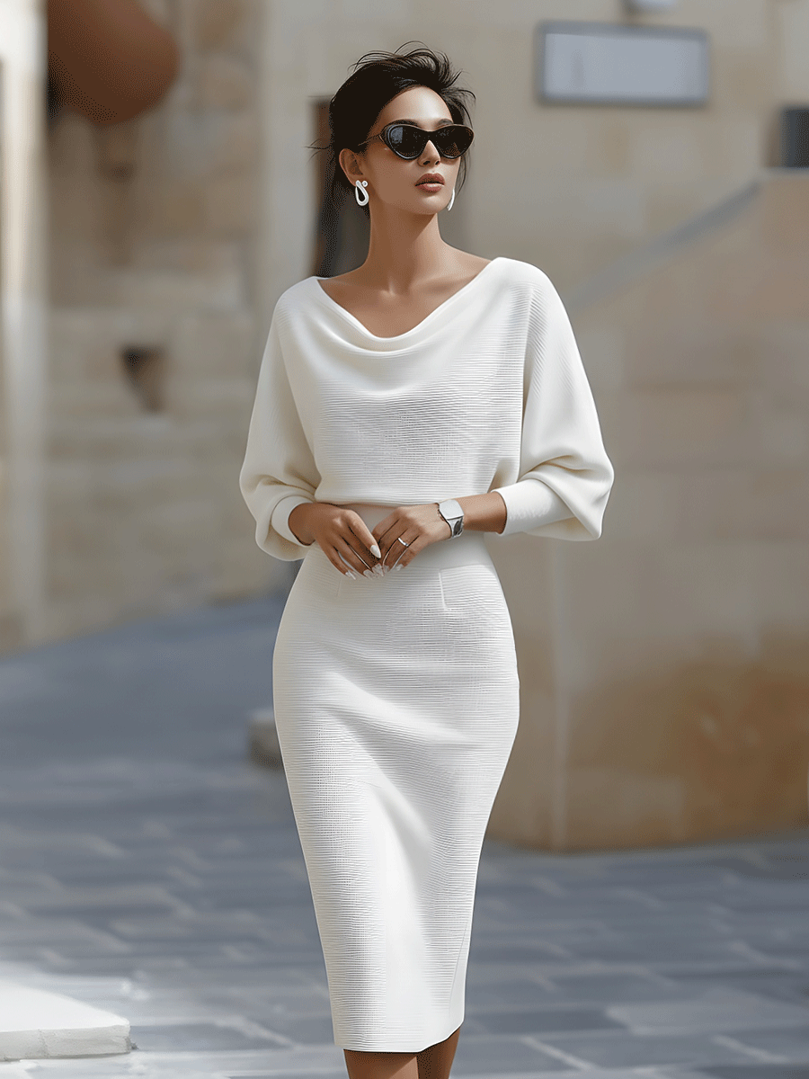 Alice | Vestito midi drappeggiato bianco