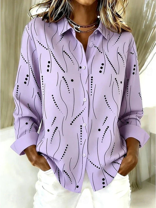 Dawnsley™ | Blusa con Bottoni e Stampa Astratta Casual