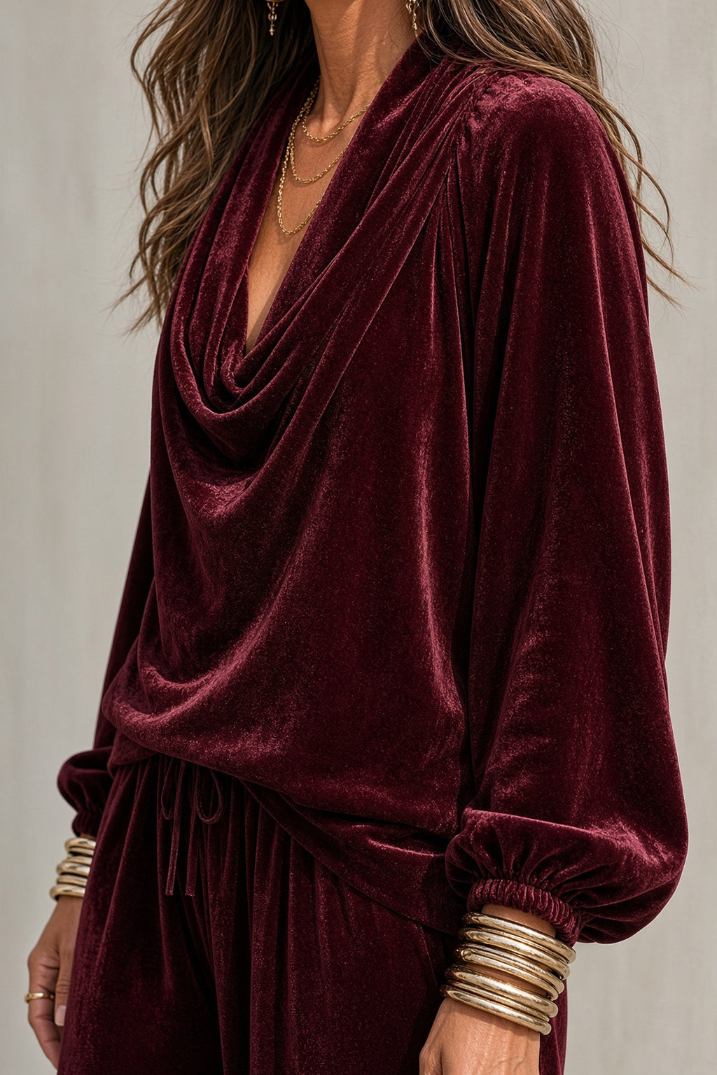Serafina | Completo in Velluto Scollo Drappeggiato