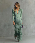 Chiara | Abito elegante con maniche a frange