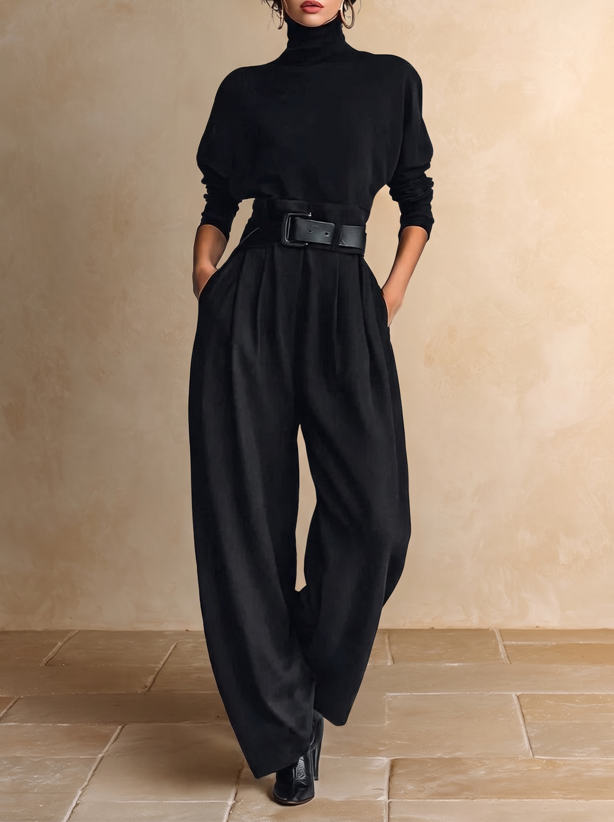 Geneviève | Completo Col Monté Nero e Pantalone Dritto