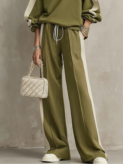 Romina | Completo Felpa e Pantalone con Banda Laterale, Verde Oliva