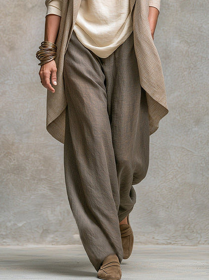 Flaminia | Completo Tre Pezzi con Pantalone Palazzo, Beige e Grigio