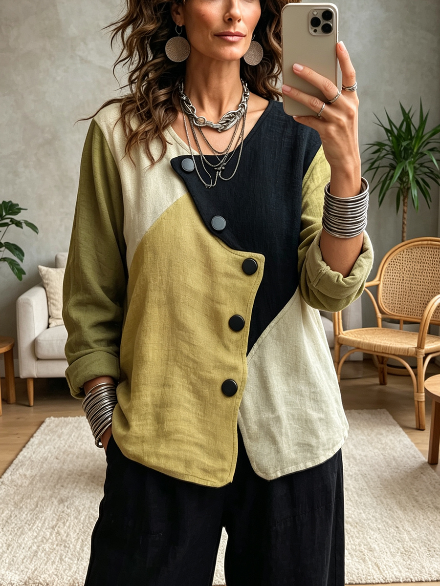 Top Colorblock Asimmetrico Elegante
