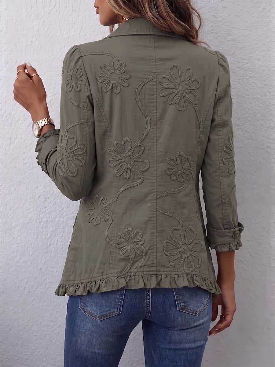 Faustine | Giacca Utilitaria Ricamata con Fiori Bohemien