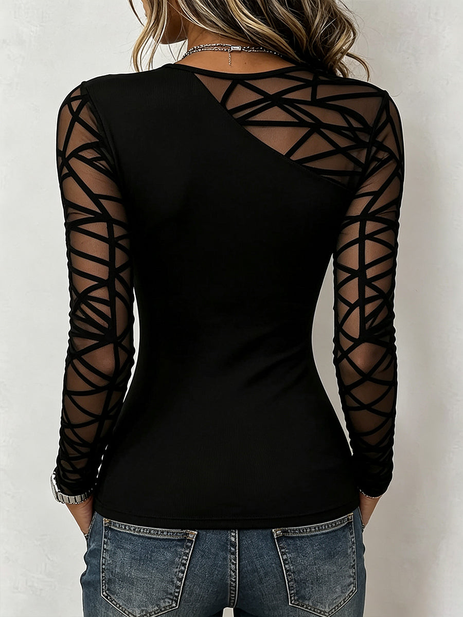 Top Accentuato in Rete Geometrica Elegante