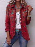 Fiorella | Giacca Boho con Volant, Paisley Rosso Rubino