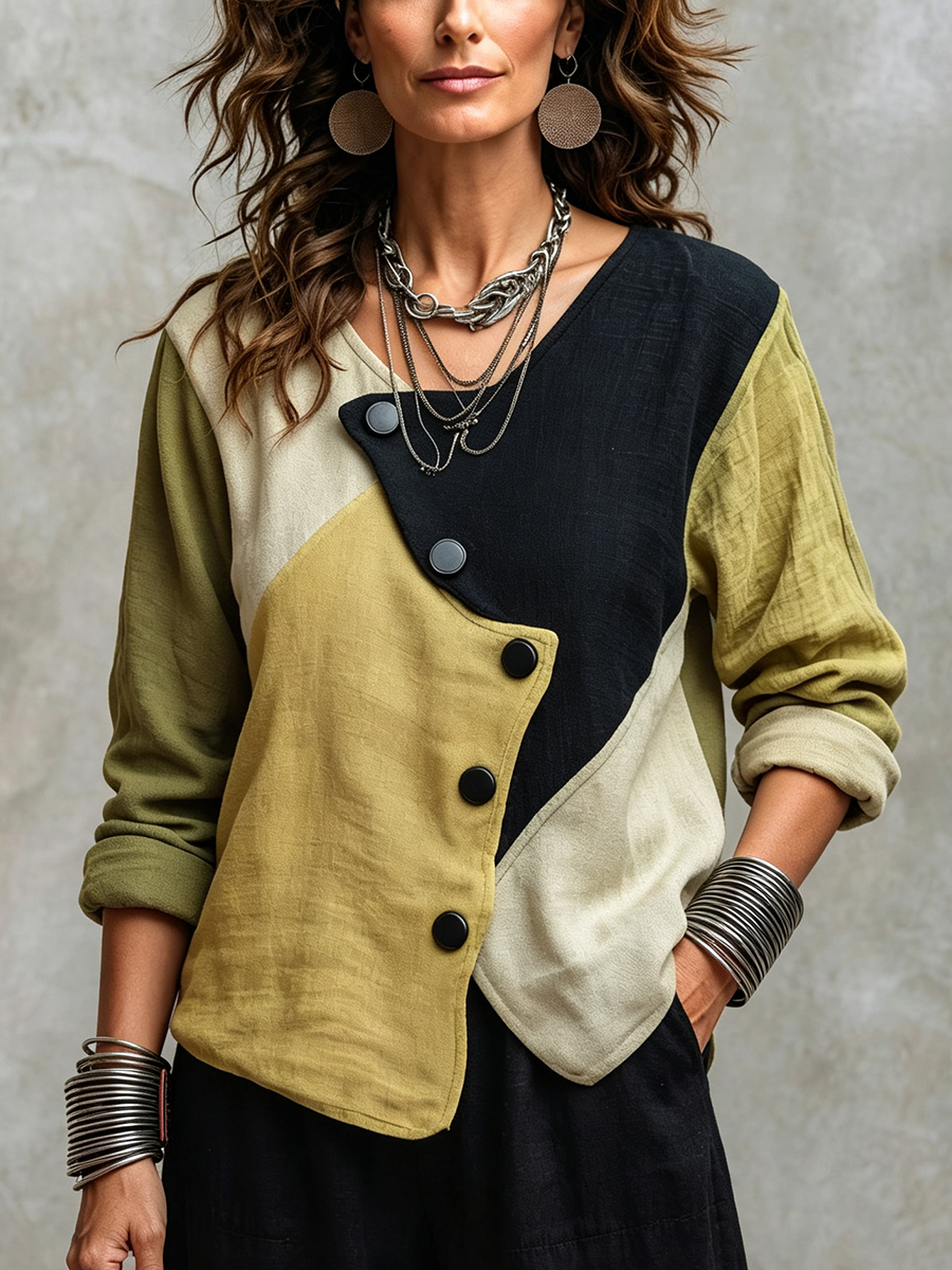 Top Colorblock Asimmetrico Elegante
