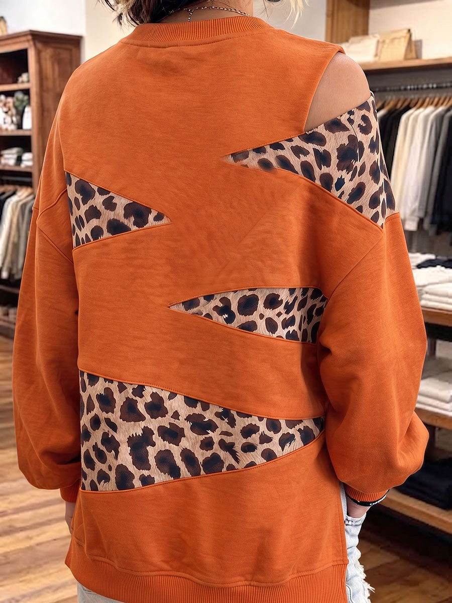 Felpa Chic con Cutout a Leopardo