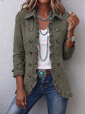 Cristina | Giacca Boho con Volant, Ricamo Floreale Verde Bosco