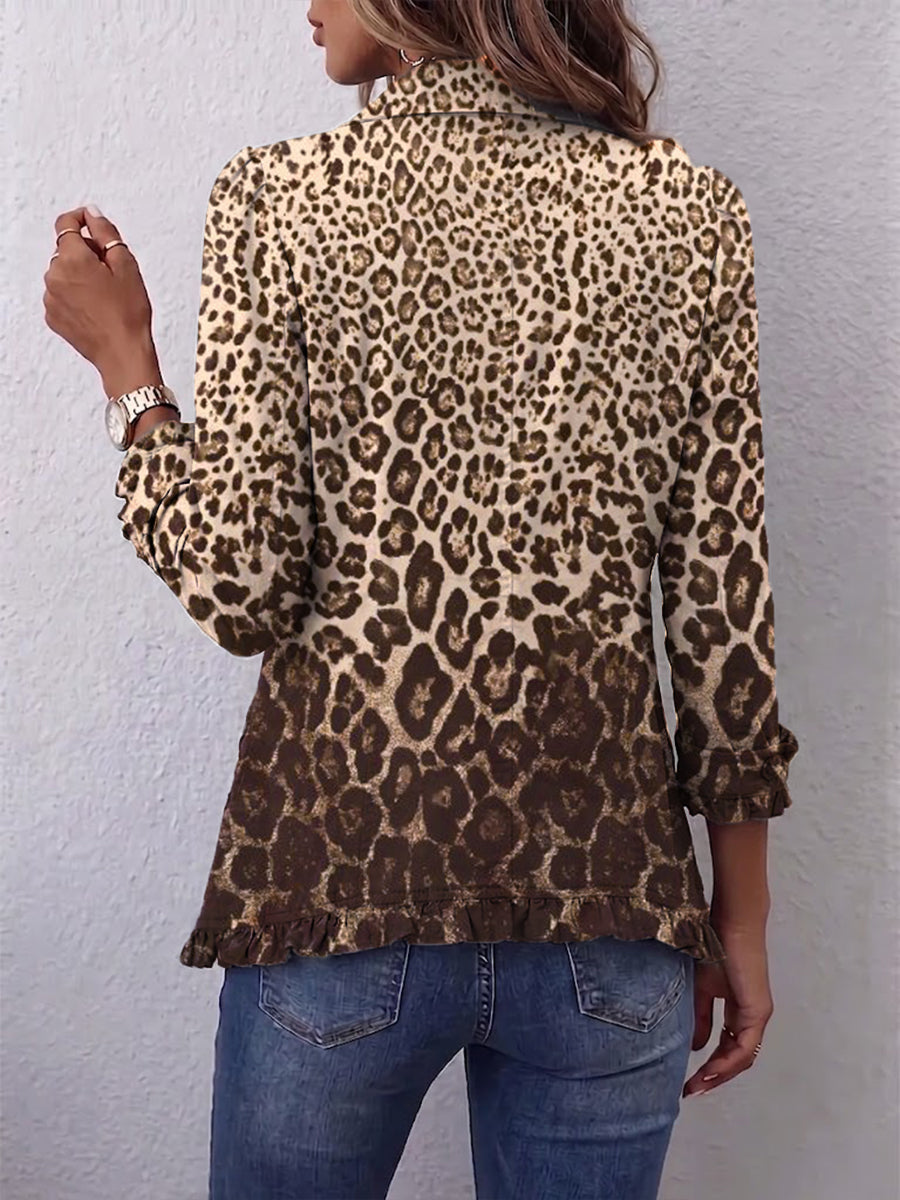 Nadia | Giacca Boho con Volant, Stampa Leopardo
