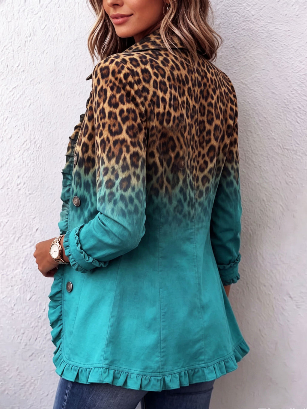 Cassandre | Blazer Leopardato Sfumato con Volant