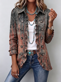 Isabella | Giacca Boho con Volant, Sfumatura Grigio e Ruggine