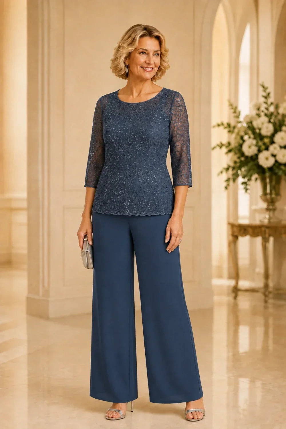 Perlarosa | Completo in Pizzo con Perline