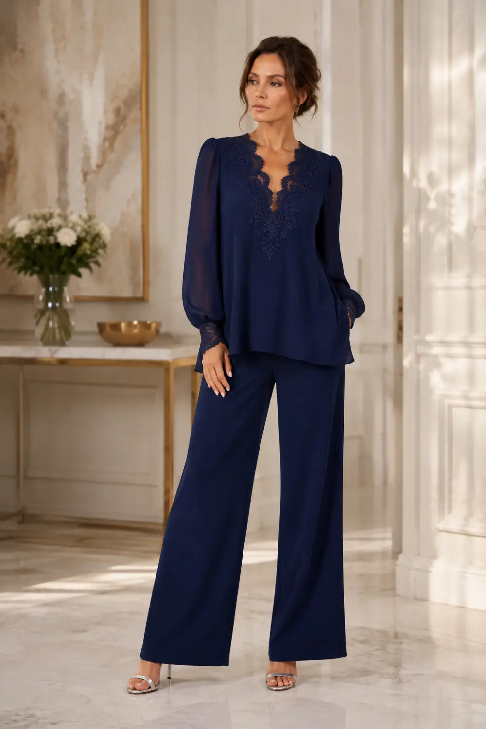 Violantina | Completo Scollo a V con Chiffon a Strati