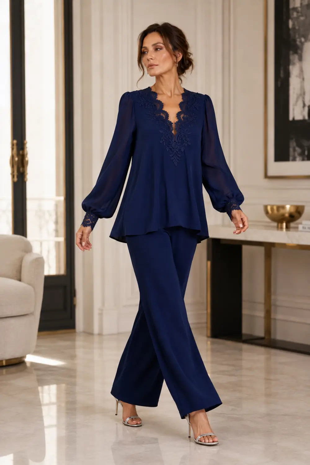 Violantina | Completo Scollo a V con Chiffon a Strati