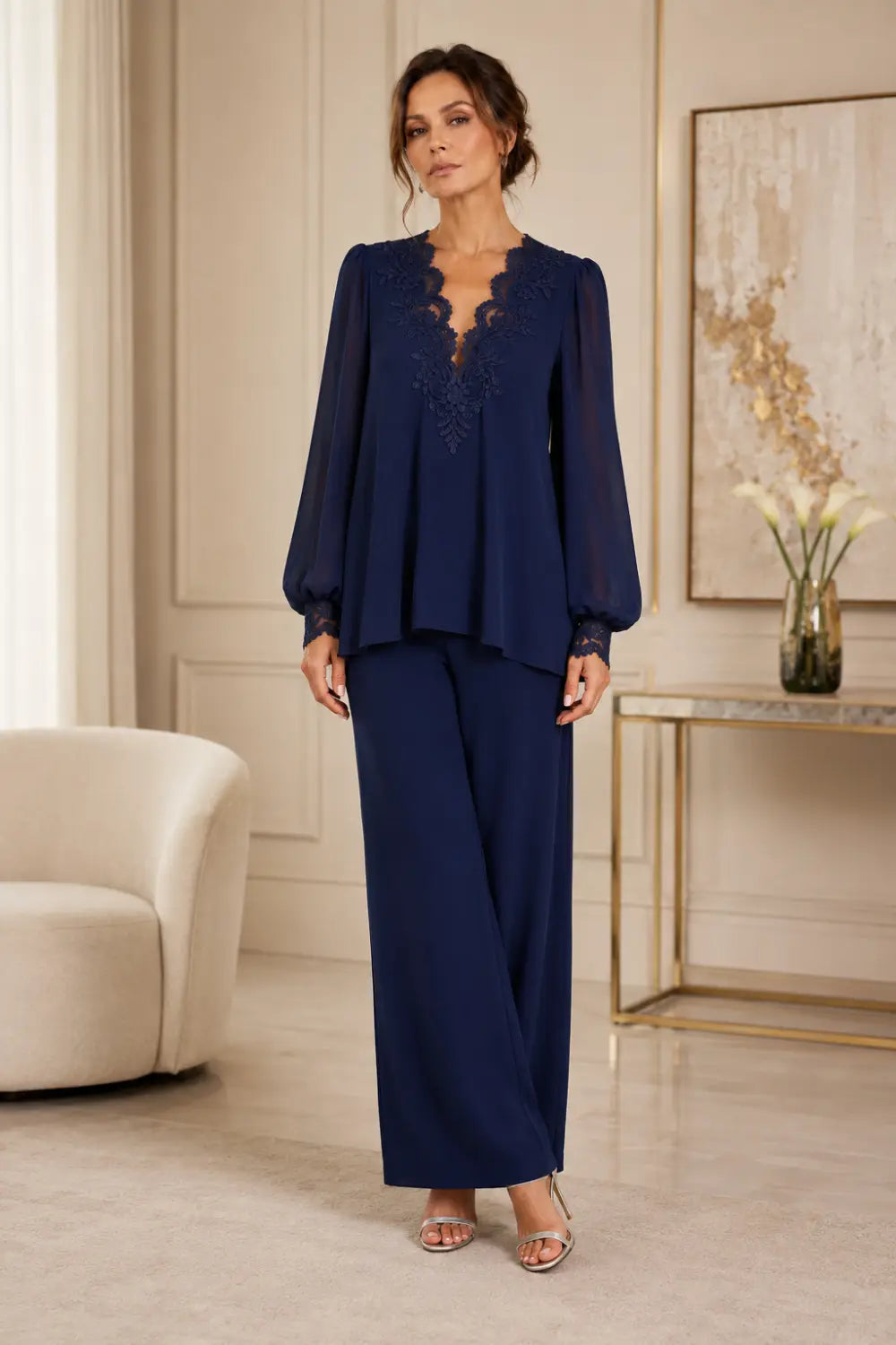Violantina | Completo Scollo a V con Chiffon a Strati