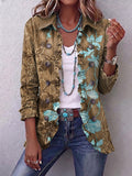 Silvia | Giacca Boho con Volant, Fantasia Floreale Verde Oliva
