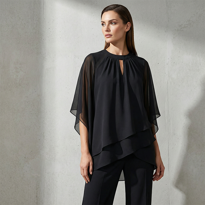 Jeannine | Completo Chemisier Asimmetrico Sovrapposto e Pantalone Largo
