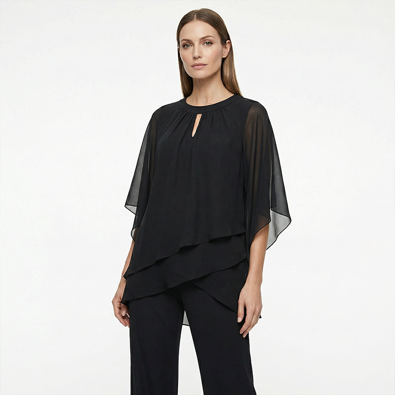 Jeannine | Completo Chemisier Asimmetrico Sovrapposto e Pantalone Largo