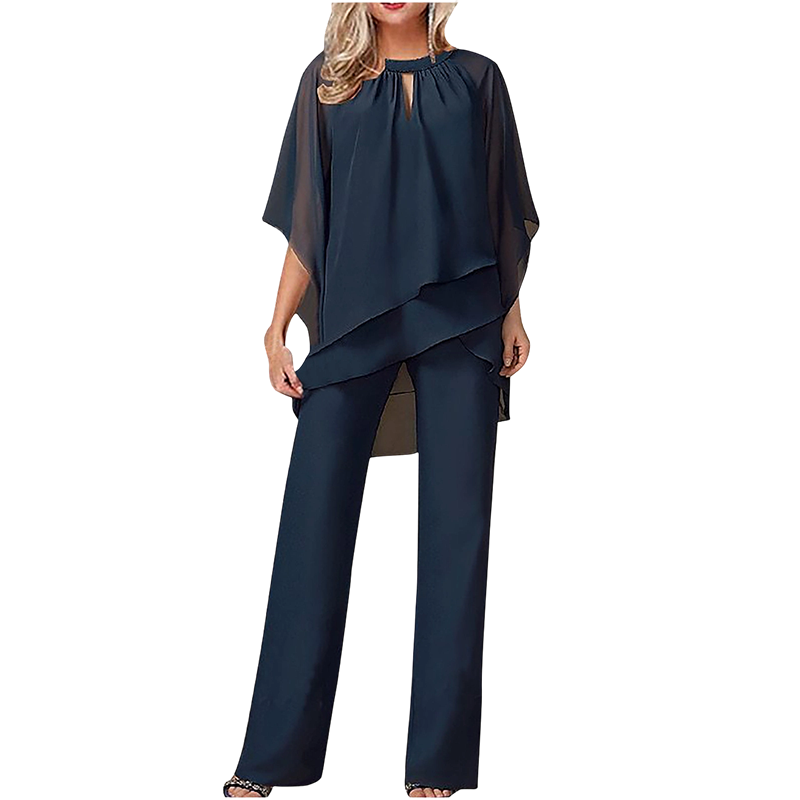 Jeannine | Completo Chemisier Asimmetrico Sovrapposto e Pantalone Largo