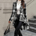 Cappotto Peplum a Quadri Donna Alto-Basso