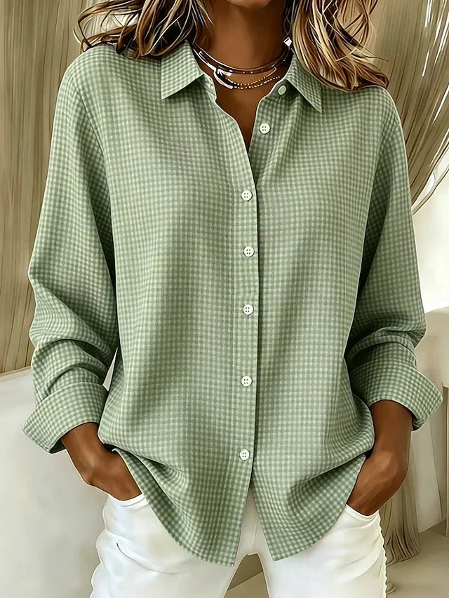 Hillrose™ | Blusa Button-Front in Gingham Relaxata