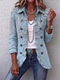 Stefania | Giacca Boho con Volant, Paisley Azzurro