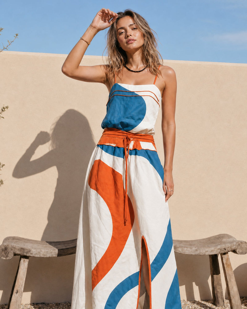 Abito Maxi Senza Maniche in Lino Minimalista per Donna -