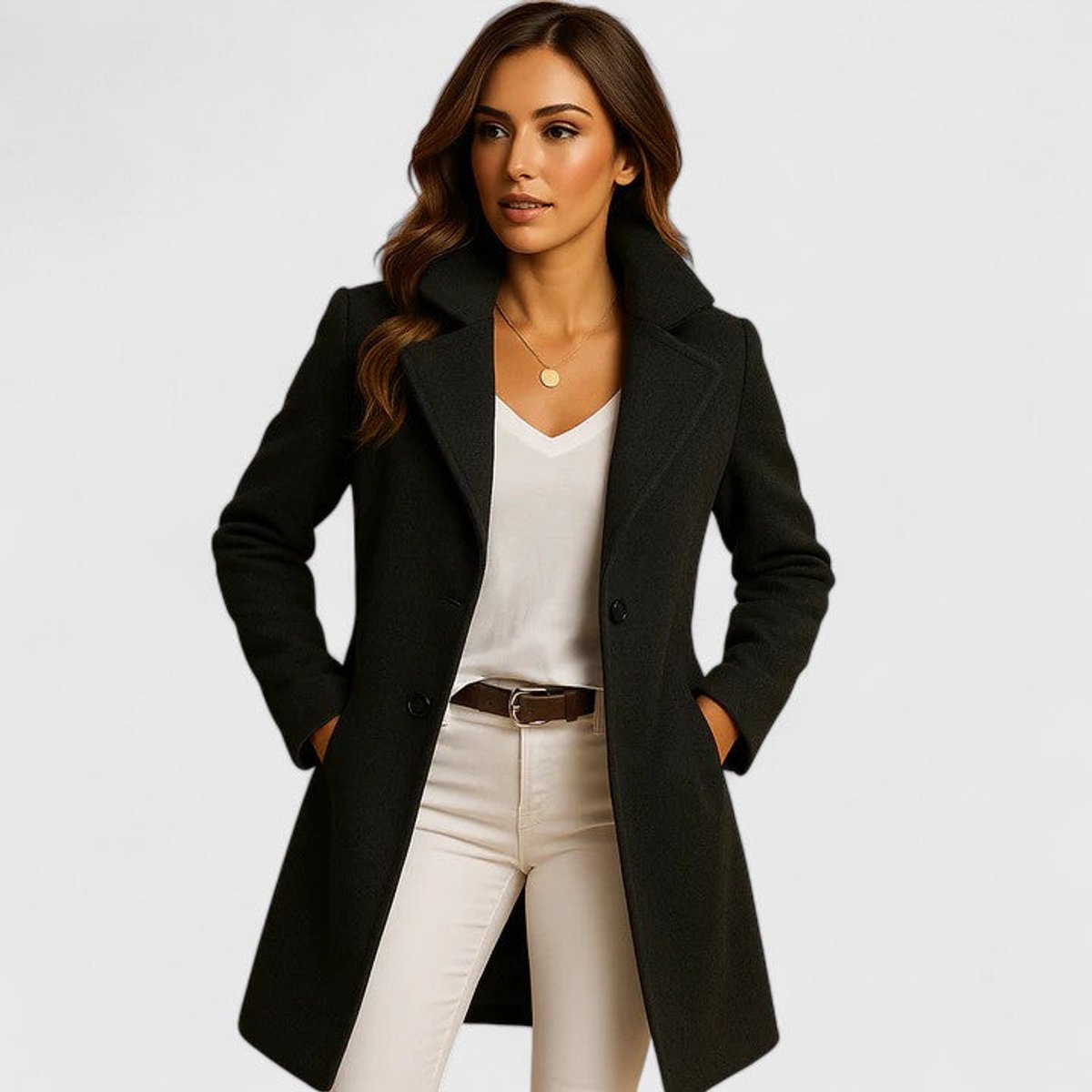 Blanche | Cappotto lungo con rever a punta su misura